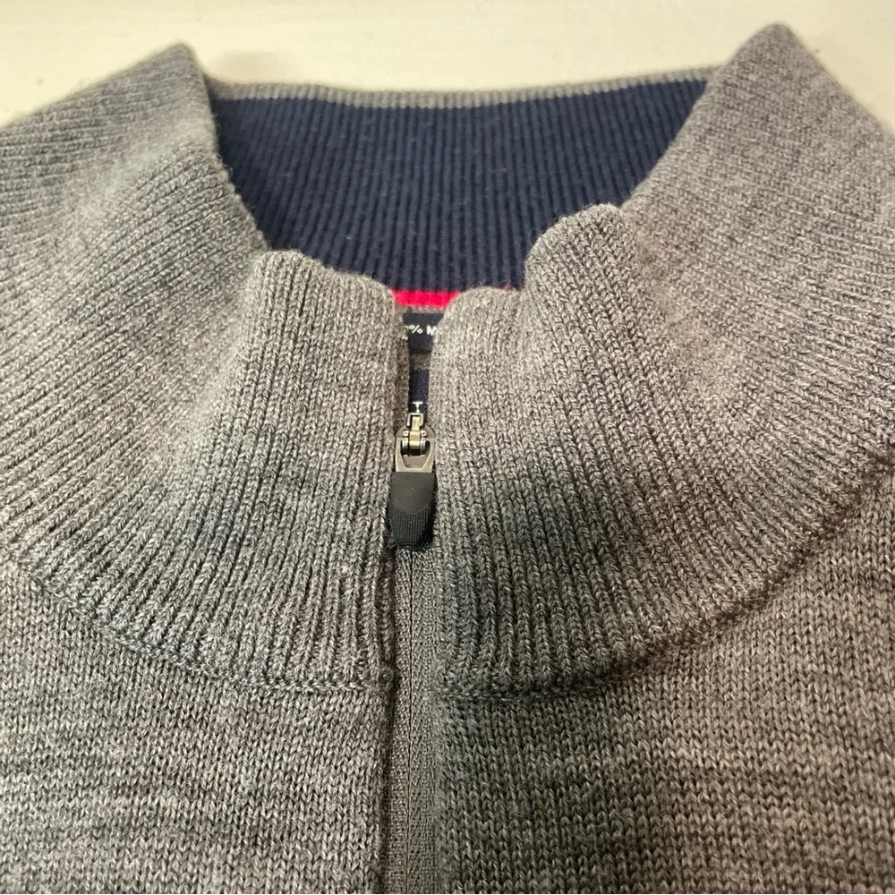 Gray quarter - Zip Men's Merino Wool Sweater - Lands End XXL (50-52)